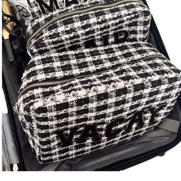 Women's Vacay XL Bag Travel Black Plaid bag packing bag - Picture 3 of 12